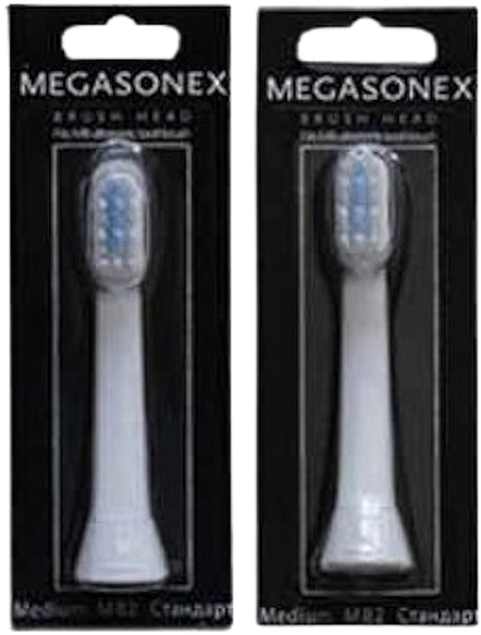 Medium Ultrasonic Toothbrush Heads, white, 2 pcs. - Megasonex Brush Head MB2 Medium — photo N1