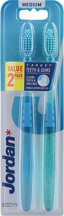 Medium Toothbrush, green + dark blue - Jordan Target Teeth Toothbrush — photo N4