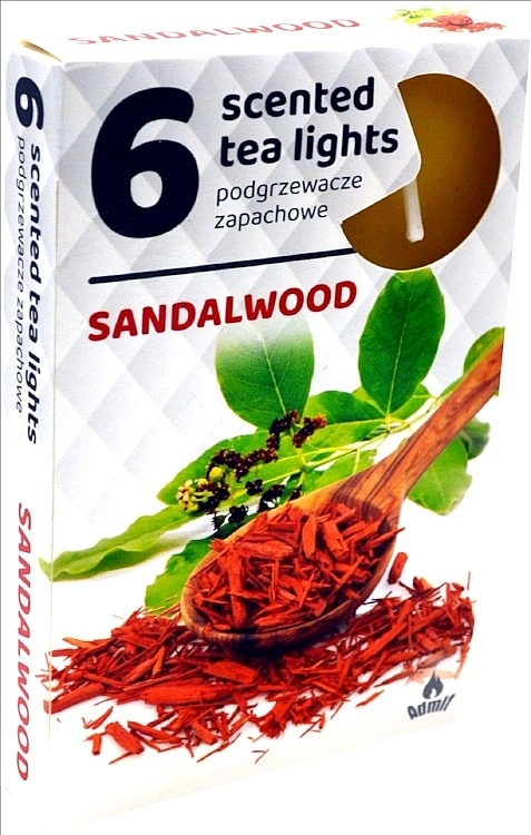 Sandalwood Tealights, 6 pcs. - Admit Scented Tea Light Sandalwood — photo N1