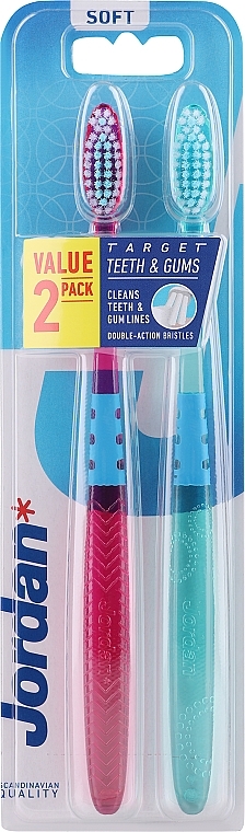 Toothbrush Soft, purple+green - Jordan Target Teeth Toothbrush  — photo N8