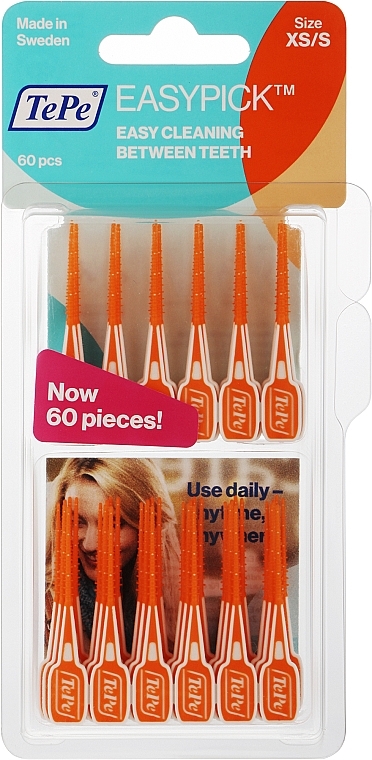 Silicone Toothpicks + Travel Case, orange, 60 pcs. - TePe TePe EasyPick XS/S — photo N1