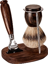 Fragrances, Perfumes, Cosmetics Shaving Set - Acca Kappa Shaving Set In Ebony Wood And Chrome Plated Metal (razor/1pc + brush/1pc + stand/1pc)