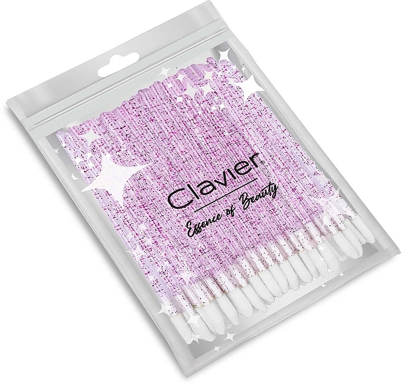 Lip Gloss Applicator, white with pink glitter - Clavier — photo N1