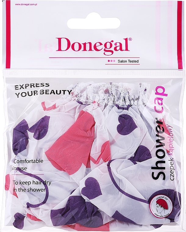 Shower Cap, 9298, pink-purple heart - Donegal — photo N1