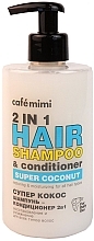 Fragrances, Perfumes, Cosmetics 2-in-1 Super Coconut Shampoo-Conditioner - Cafe Mimi 2 in 1 Hair Shampoo & Conditioner Super Coconut