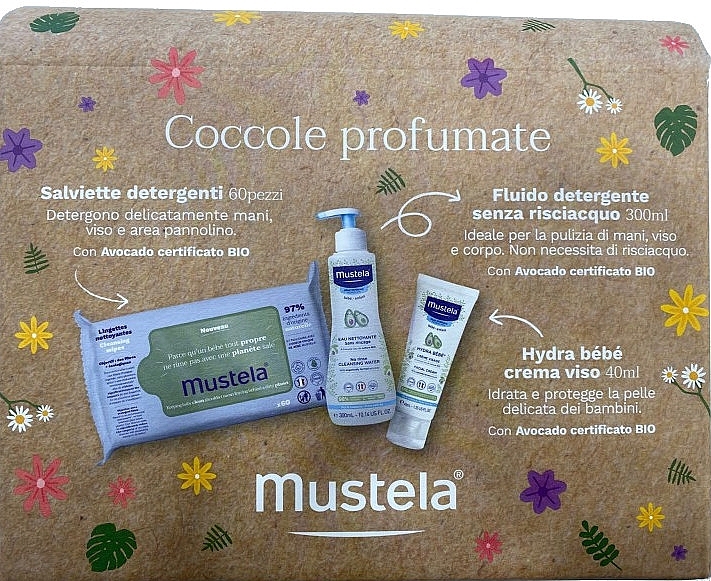 Set - Mustela Cofanetto Coccole Profumate (b/fluid/300ml + b/cr/40ml+ wipes/60pcs) — photo N1