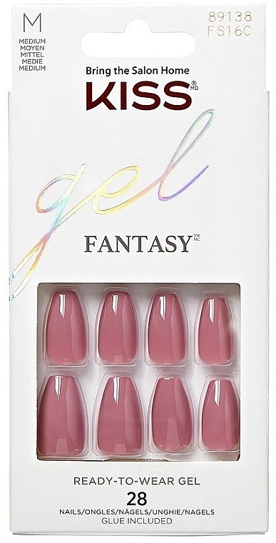 False Nail Set, size M - Kiss Gel Fantasy Letter To U — photo N1