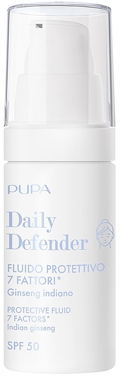 Tinted Face Protection Fluid - Pupa Daily Defender Protective Fluid 7 Factors Indian Ginseng SPF 50 Coloured — photo N1