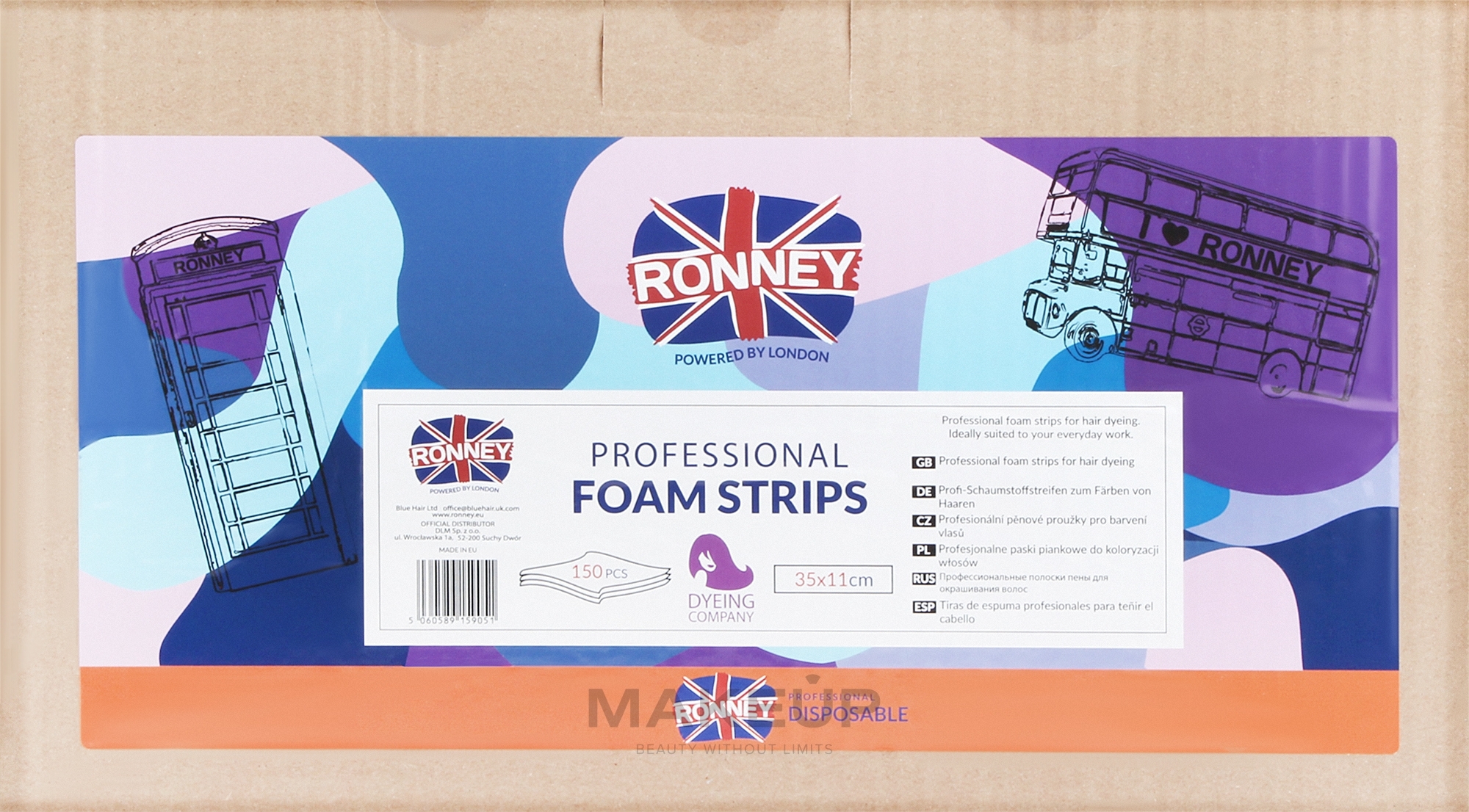 Hair Coloring Foam Strips, 35x11cm - Ronney Professional Foam Strips — photo 150 szt.