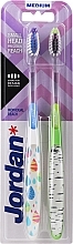 Fragrances, Perfumes, Cosmetics Medium Toothbrush, white-blue + green-white - Jordan Individual Reach Medium