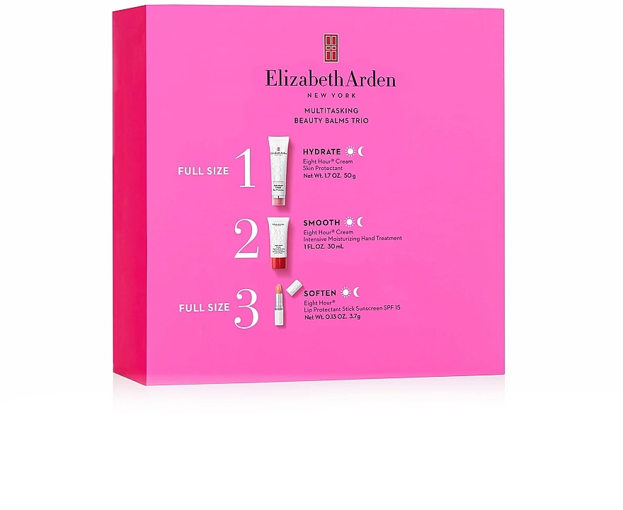 Set - Elizabeth Arden Eight Hour Nourishing Skin Essentials (b/cr/50ml + h/cr/30ml + lip/balm/3,7g) — photo N2