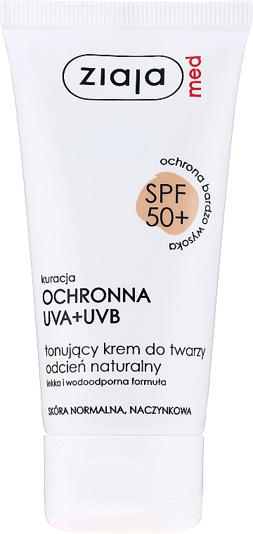 Normal Skin Energizing Face Cream SPF 50+ - Ziaja Med Toning Face Cream Natural Shade UVA+UVB — photo N1