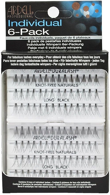 Individual Lashes, knotless, long, black - Ardell Set Individual Long Black 6-Pack — photo N1