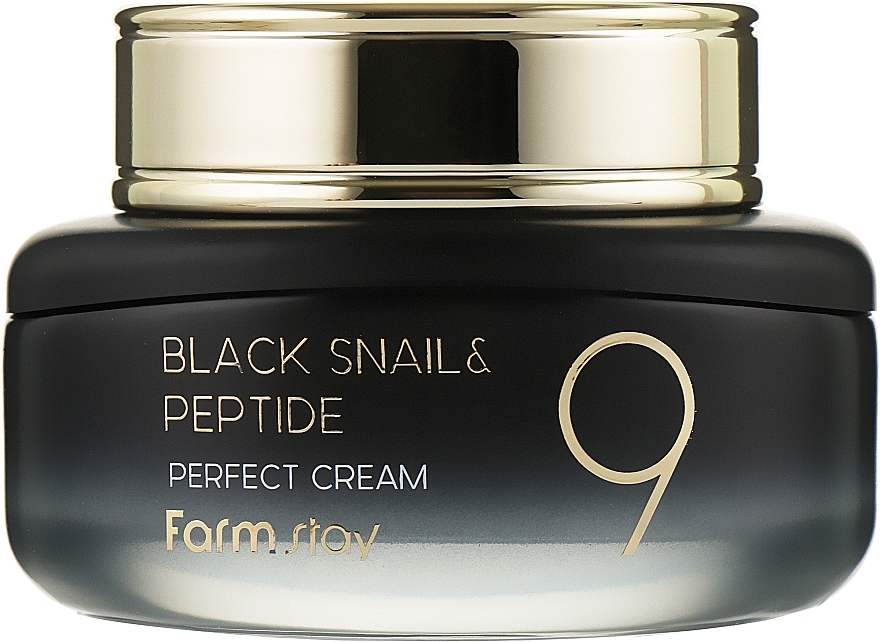 Rejuvenating Cream with Black Snail Mucin & Peptides - FarmStay Black Snail & Peptide 9 Perfect Cream — photo N1