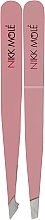 Tweezers Set, 2 pcs, pink, in case - Nikk Mole  — photo N1