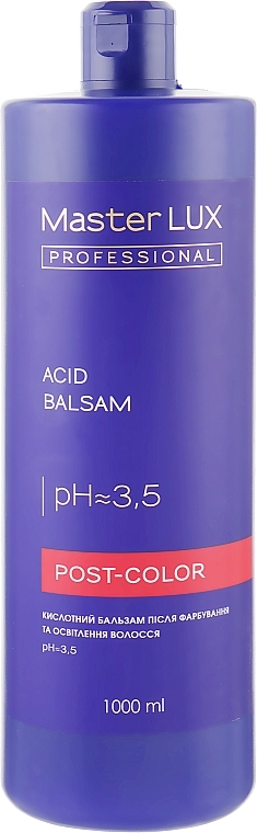 Post Coloring & Bleaching Acid Conditioner - Master LUX Professional Acid Balsam Post Color — photo N1