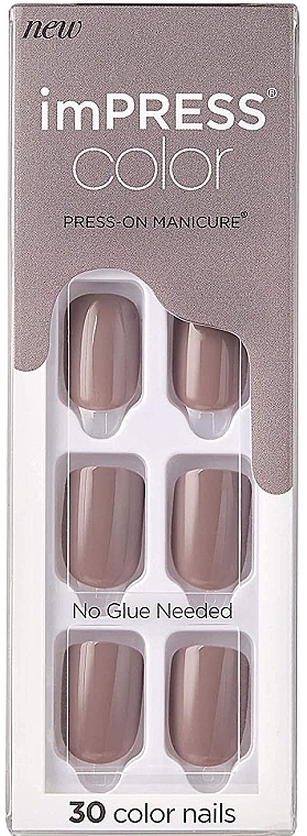 Press-On Nail Set, 30 pcs - Kiss Impress Color Platonic Taupe Prize — photo N1