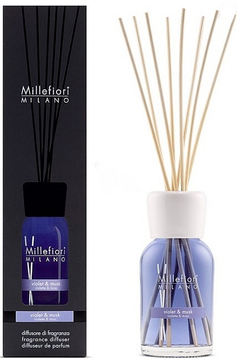 Lilac & Musk Reed Diffuser - Millefiori Milano Natural Violet & Musk Fragrance Diffuser — photo N1