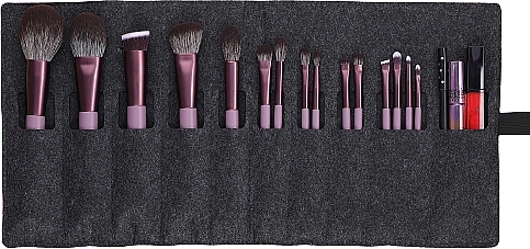 Makeup Brush Set, 15 pcs - Eigshow Beauty Eigshow Makeup Brush Kit In Gift Box Smoke Purple — photo N3