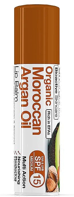 Moroccan Argan Oil Lip Balm - Dr. Organic Bioactive Skincare Moroccan Argan Oil Lip Balm SPF15 — photo N1