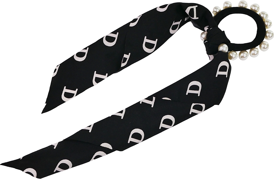 Hair Band with Ribbon, Black with Letter D - Lolita Accessories — photo N1