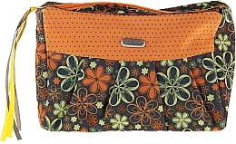 Fragrances, Perfumes, Cosmetics Makeup Bag "Ribbons" 93937, orange-gray - Top Choice