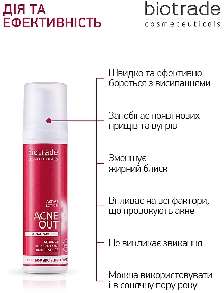 Antibacterial Lotion for Dry and Problem-Prone Skin - Biotrade Acne Out Active Lotion (mini) — photo N6