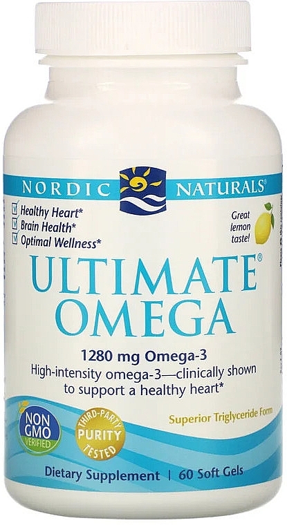 Dietary Supplement, soft gels "Omega-3", 1280 mg - Nordic Naturals Ultimate Omega Lemon — photo N1