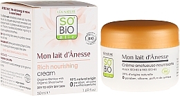 Fragrances, Perfumes, Cosmetics Intensive Nourishing Face Cream with Donkey Milk - So'Bio Etic Mon Lait d'Anesse Rich Nourishing Cream