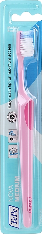 Toothbrush, pink - TePe Medium Nova Toothbrush — photo N1