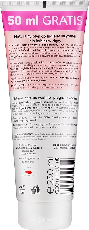Intimate Wash Gel for Pregnant Women - 4Organic Intimate Hygiene Liquid Pregnant Woman — photo N3