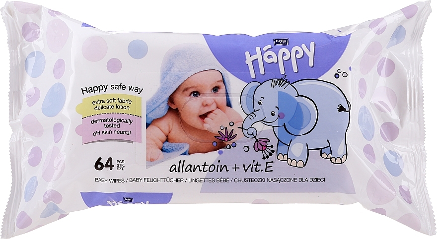 Wet Wipes with Vitamin E, 64 pcs - Bella Baby Happy Vit E & Allantoin — photo N1