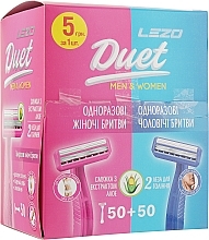 Fragrances, Perfumes, Cosmetics Disposable Shaving Razors "Duet", 100 pcs - Lezo Duet Men & Women Razor