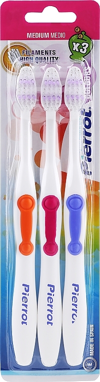 Toothbrush Set 'Colours', orange+pink+purple - Pierrot New Active — photo N1