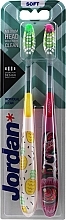 Fragrances, Perfumes, Cosmetics Soft Toothbrush, yellow with pineapple + multicolored with floweres - Jordan Individual Clean Soft