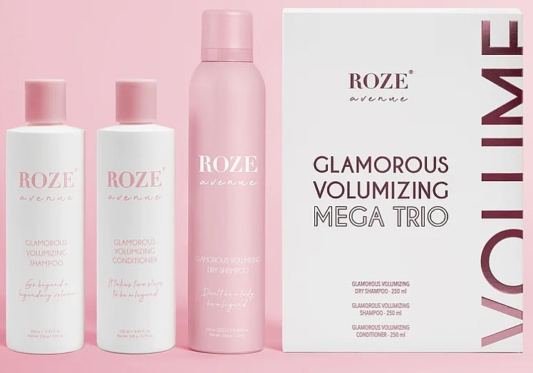 Set - Roze Avenue Glamours Volumizing Mega Trio Box (h/cond/250ml+ dry shm/250ml + h/shm/250ml) — photo N1