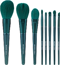 Makeup Brush Set, 8 pcs - Eigshow Beauty Jade Green Brush Kit With Bag — photo N2