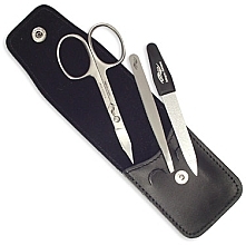 Manicure Set, 3 tools, 00436, black - Erlinda Solingen Top Grain Pocket Case Manicure Set — photo N1