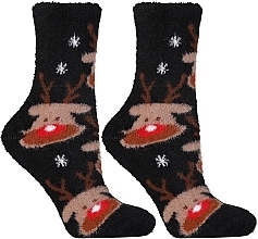 Fragrances, Perfumes, Cosmetics Deer Women Socks with Christmas Motif, black - Moraj