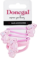 Fragrances, Perfumes, Cosmetics Hair Clip & Tie Set, FA-5663+1, pink with bunnies - Donegal