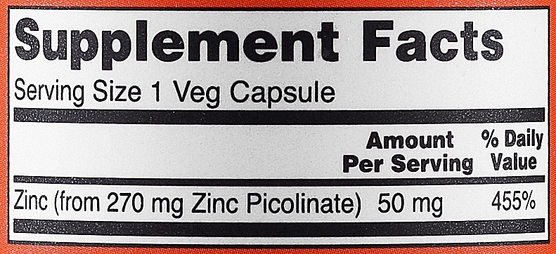 Capsules "Zinc Picolinate" 50 mg - Now Foods Zinc Picolinate 50mg Veg Capsules — photo N5