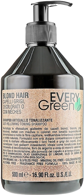 Mild Anti-Yellow Amino Acid Shampoo for Dry Hair - EveryGreen Anti-Yellowing Toning Shampoo — photo N1