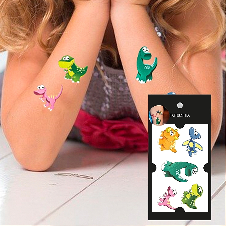 Kids Temporary Tattoo "Gentle Dinosaurs" - Tattooshka — photo N4