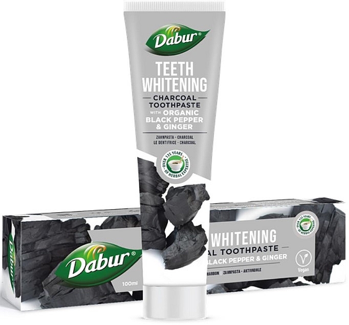 Organic Pepper & Ginger Toothbrush - Dabur Teeth Whitening Charcoal Toothpaste — photo N1