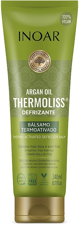 Styling Balm for Curly Hair - Inoar Argan Oil Thermoliss Defrizzing Balm — photo N1