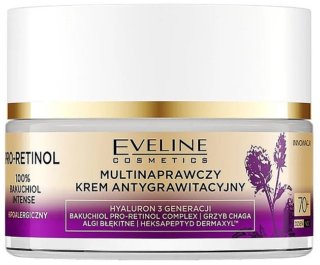 Multi-Revitalizing Face Cream 70+ - Eveline Cosmetics Pro-Retinol 100% Bakuchiol Multi-Repair Anti-Gravity Cream — photo N2