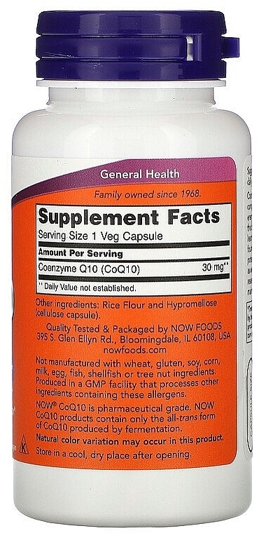 Capsules "Coenzyme Q10", 30 mg - Now Foods CoQ10 — photo N2