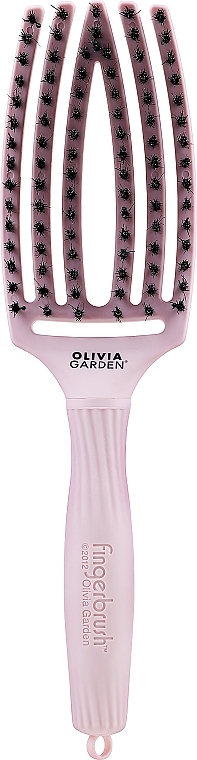Curved Vented Hair Brush, pastel pink - Olivia Garden Fingerbrush Bloom Edelweiss — photo N1