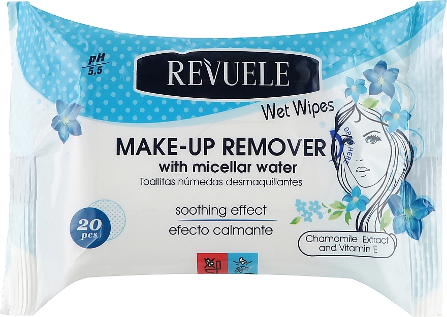 Makeup Removing Wet Wipes with Micellar Water - Revuele Wet Wipes Makeup Remove With Micellar Water — photo N1