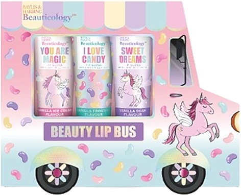 Set - Baylis & Harding Beauticology Candy Beauty Lip Bus Gift Set (lip/gloss/3x8ml) — photo N1